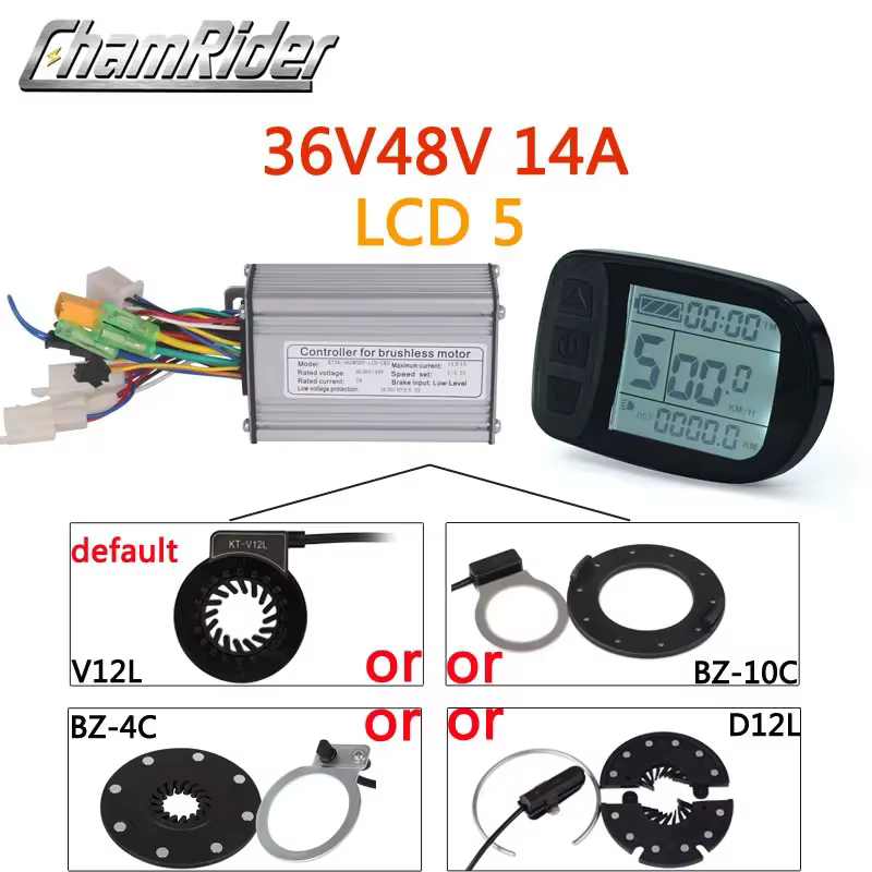 Kit de contrôleur de vélo électrique KT, double Mode, affichage LCD5 à onde sinusoïdale, PAS 36V 48V