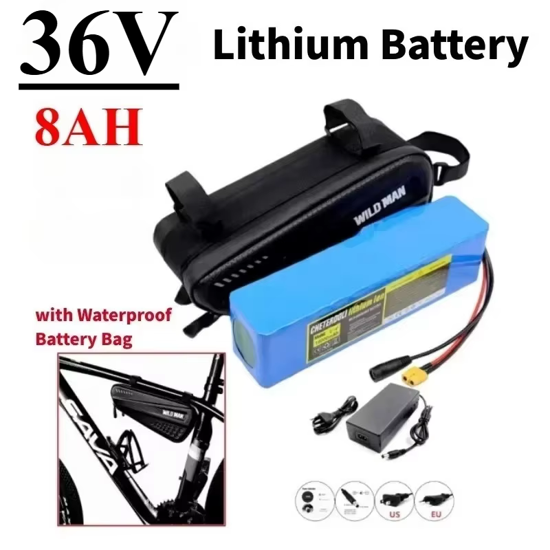 Batterie rechargeable 18650 36V 48V 8Ah 10Ah 12Ah 14Ah avec sac, BMS intégré pour vélo et trottinett