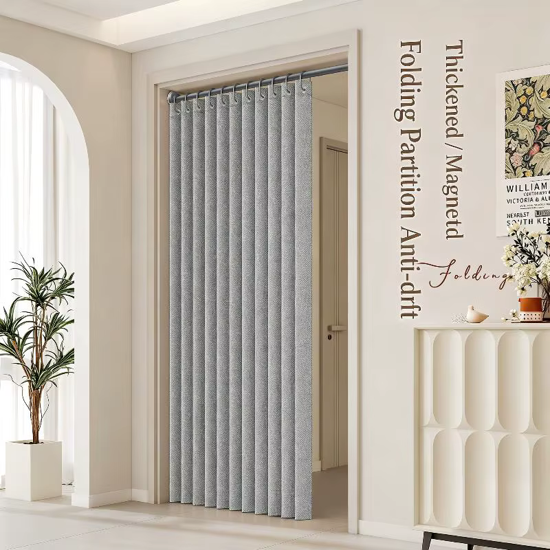 Rideau de porte pliant élégant et stylé, sans perçage, pour la décoration intérieure, la confidentia