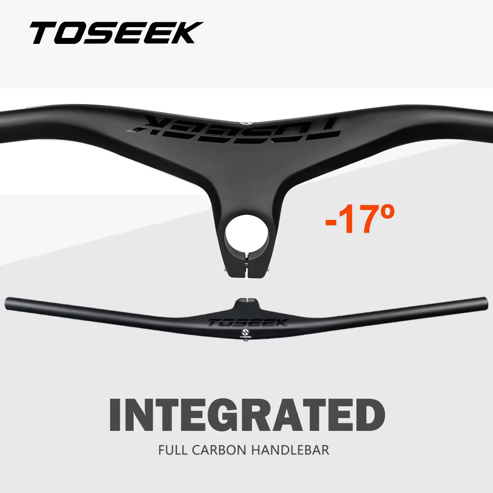 Guidon et tige de VTT en carbone TOSEEK 28,6 mm -17 °   Guidon intégré pour VTT 660 ~ 800-70/80/90/1