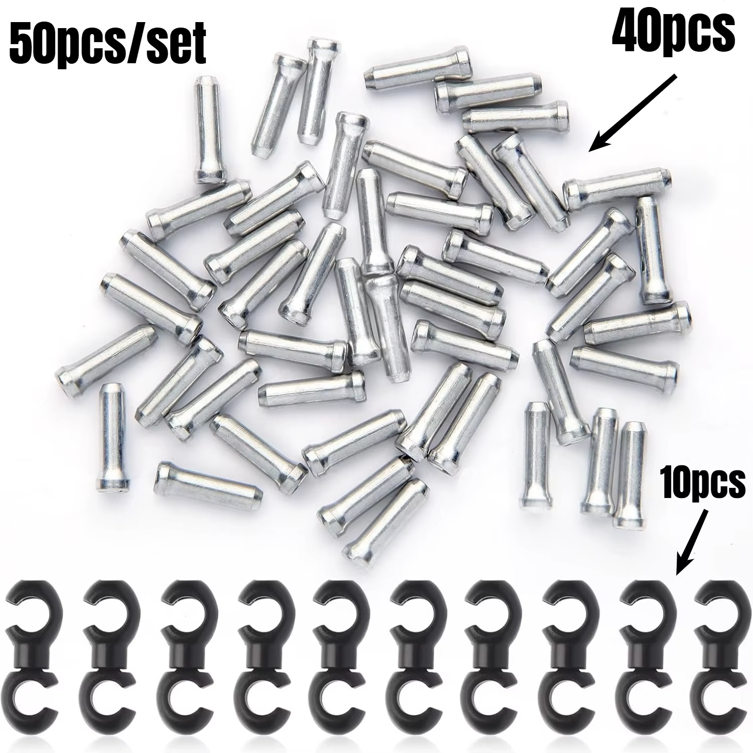 Lot de 50 embouts de câble de vélo avec clips rotatifs pour câbles de frein VTT pour un cyclisme flu