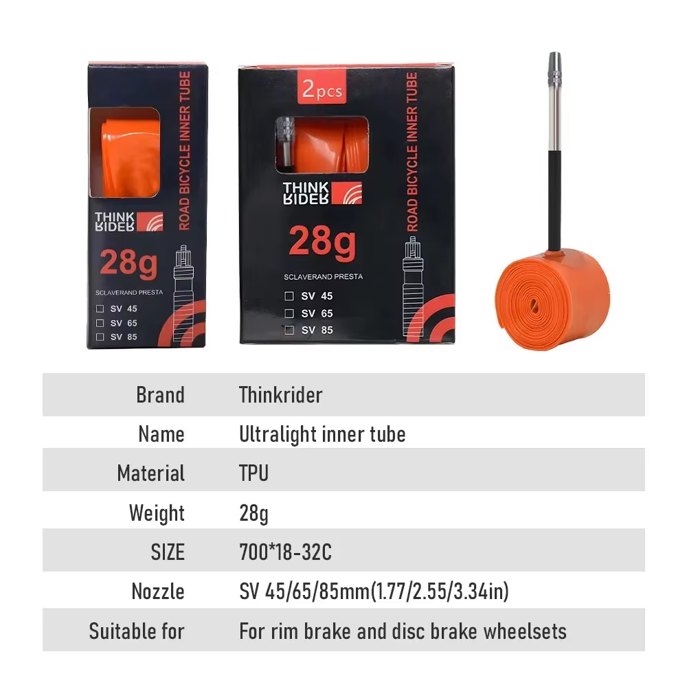 ThinkRider-Chambre à air ultralégère pour vélo de route, matériau TPU, assujetfrançaise, longueur 65