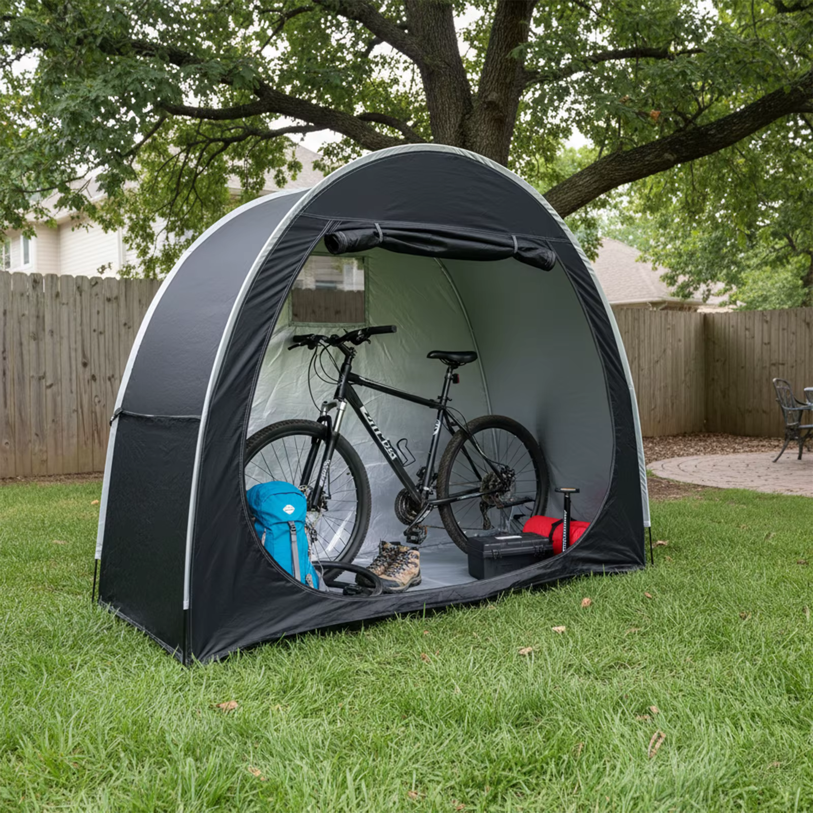 Abri de vélo portable pour l'extérieur, tente de rangement, cadre en alliage d'aluminium, tissu Oxfo
