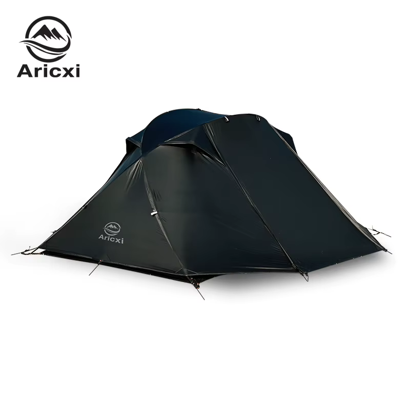 Tente de camping professionnelle légère 15D, tente de trekking noire pour 2 personnes, imperméable a