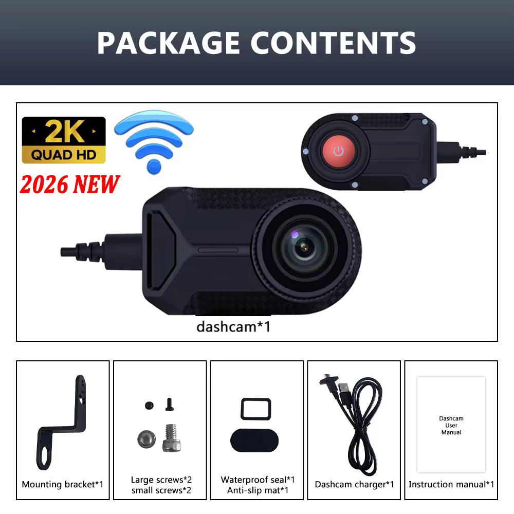 Nouvelle Caméra de Conduite Moto 2K HD IP65 pour Vélo Électrique, VTT, Moto, Caméra de Casque, Boîte