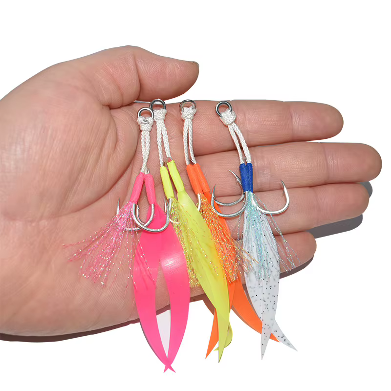 5 paires de crochets d'assistance de queue de gabarit en métal 10-20 # Avec hameçon de pêche au le