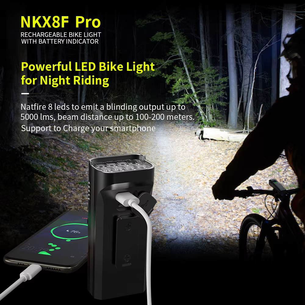 10000mAh 6-8 LED lumière de vélo USB Rechargeable 3600 Lumens phare de vélo lampe de poche Super bri