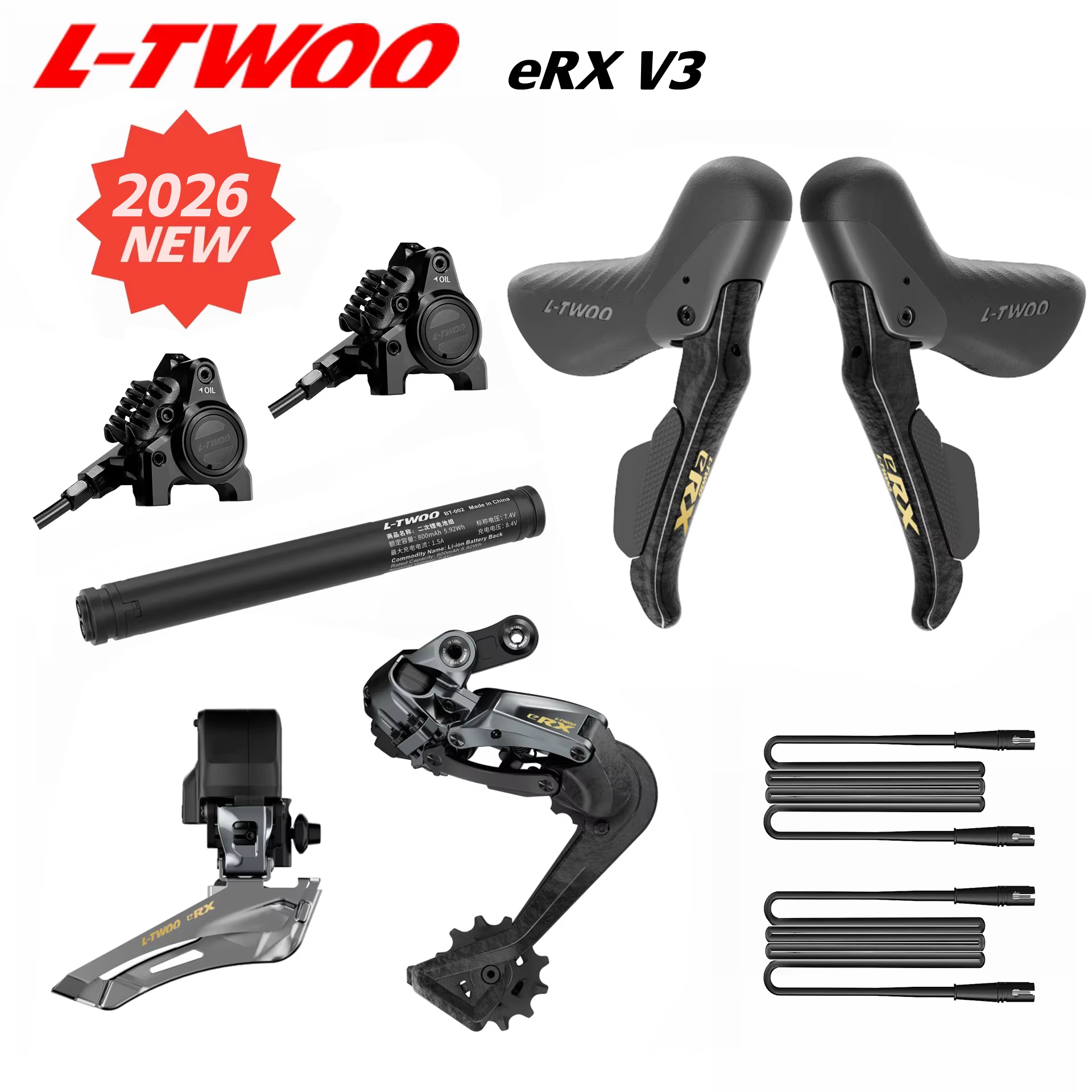 Nouveau groupe électronique LTWOO V3 eRX 2x12s / 2x11s 2026, groupe électronique de route, batterie