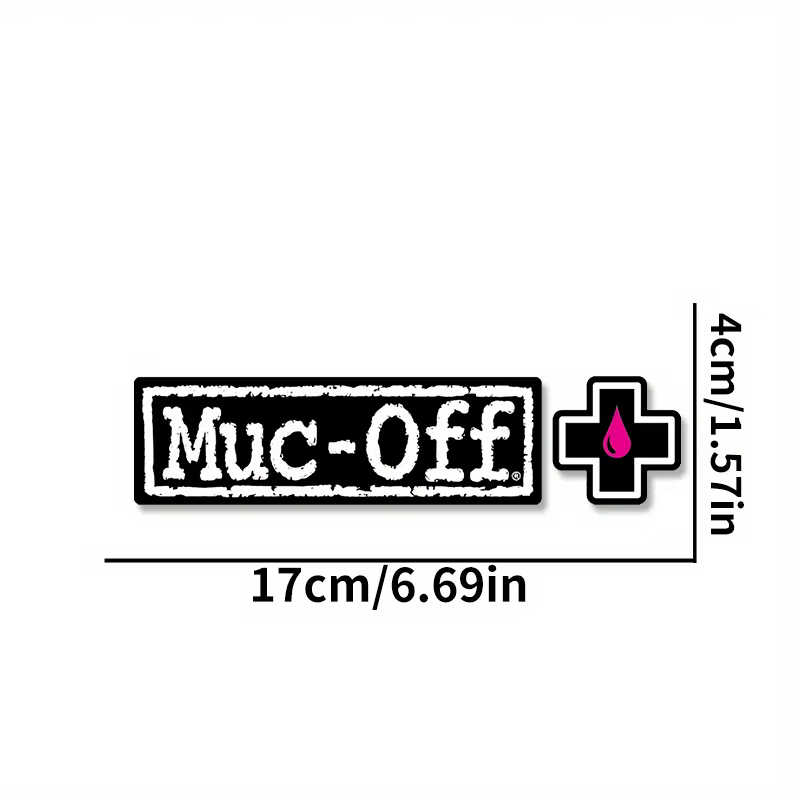 Autocollant en vinyle pour vélo MUC-OFF, résistant aux rayures et aux UV, texte noir et blanc avec c