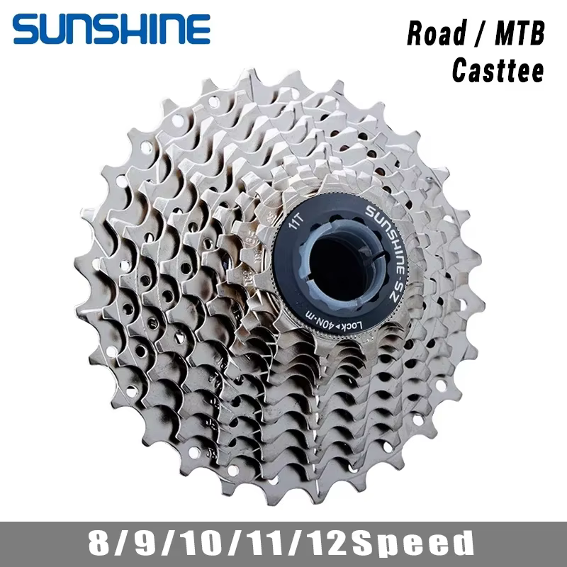 SUNSHINE Cassette de vélo de route 8/9/10/11/12 vitesses 23/25/28/32/34/36T K7 Cassette 8V 9V 10V 11