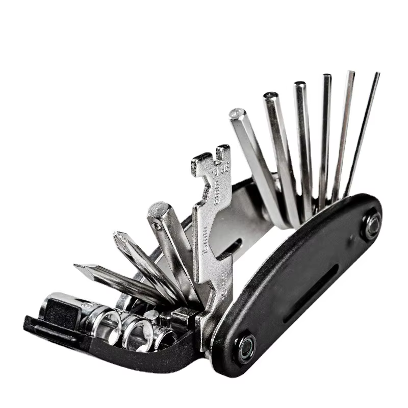 Kit d'outils multifonction pour vélo 16-en-1, kit d'outils pliable pour le cyclisme, kit d'outils de
