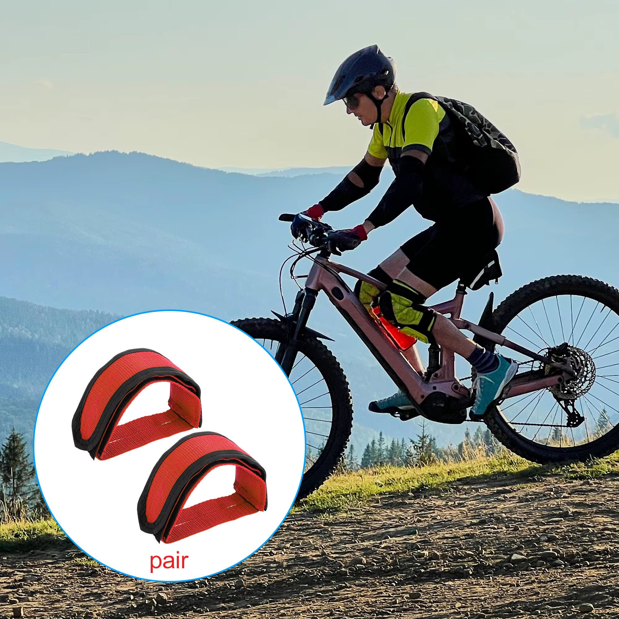 X Autohaux sangles de pédale de vélo, sangles de pieds de vélo antidérapantes réglables rouge 1 pair