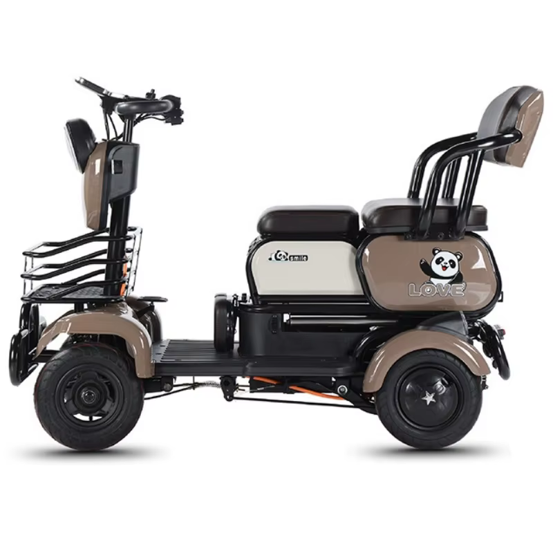 Famille 4 roues Scooter électrique aîné avec siège enfant pliable 800W Scooter de mobilité 3 places 