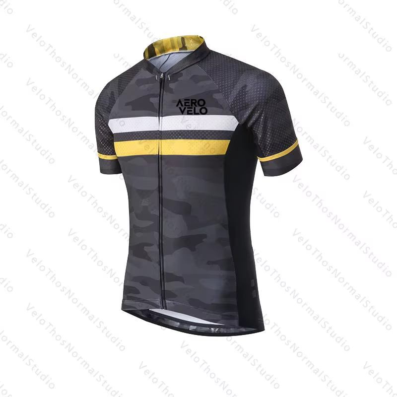 Ensemble de cyclisme AERO VELO, maillot à manches courtes et short à bretelles, vêtements de course 