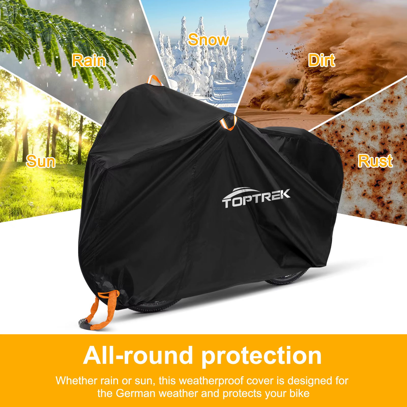 Toptrek housse de vélo 210D haute qualité protecteur de vélo polyvalent pluie neige poussière étanch
