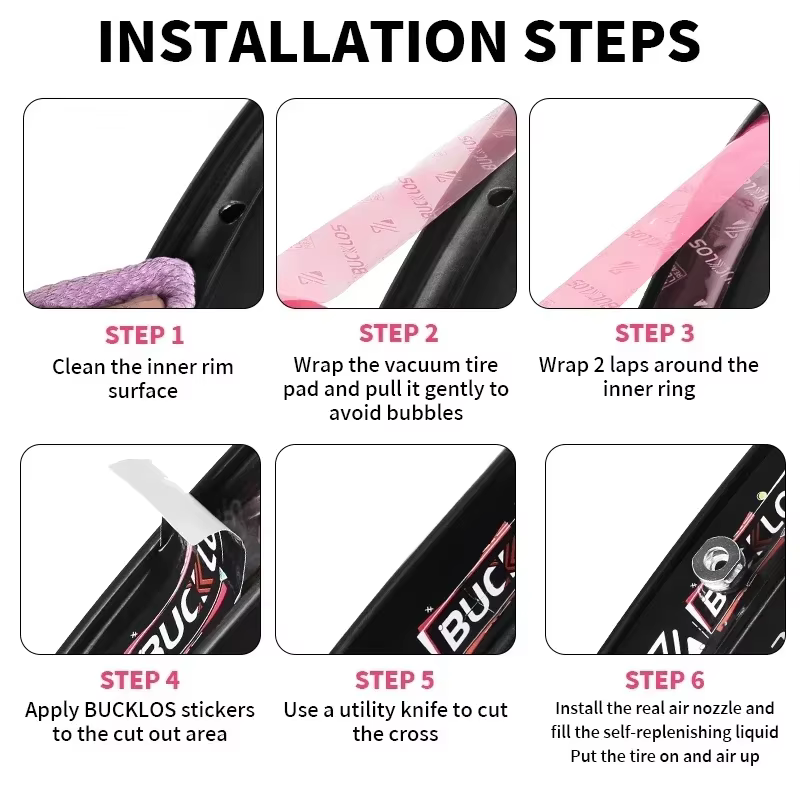 BUCKLOS – bandes de jante de vélo Tubeless, 10M, doublure de pneu sous vide, 17-35MM, bandes de jant