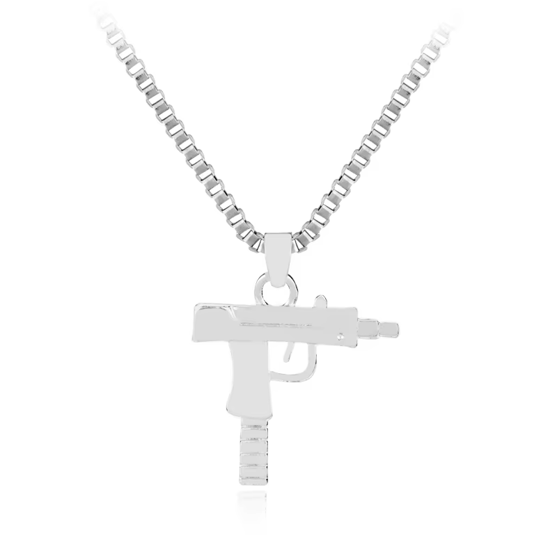 Collier pendentif en forme de pistolet gothique, bijoux tendance punk hip-hop pour hommes et femmes,