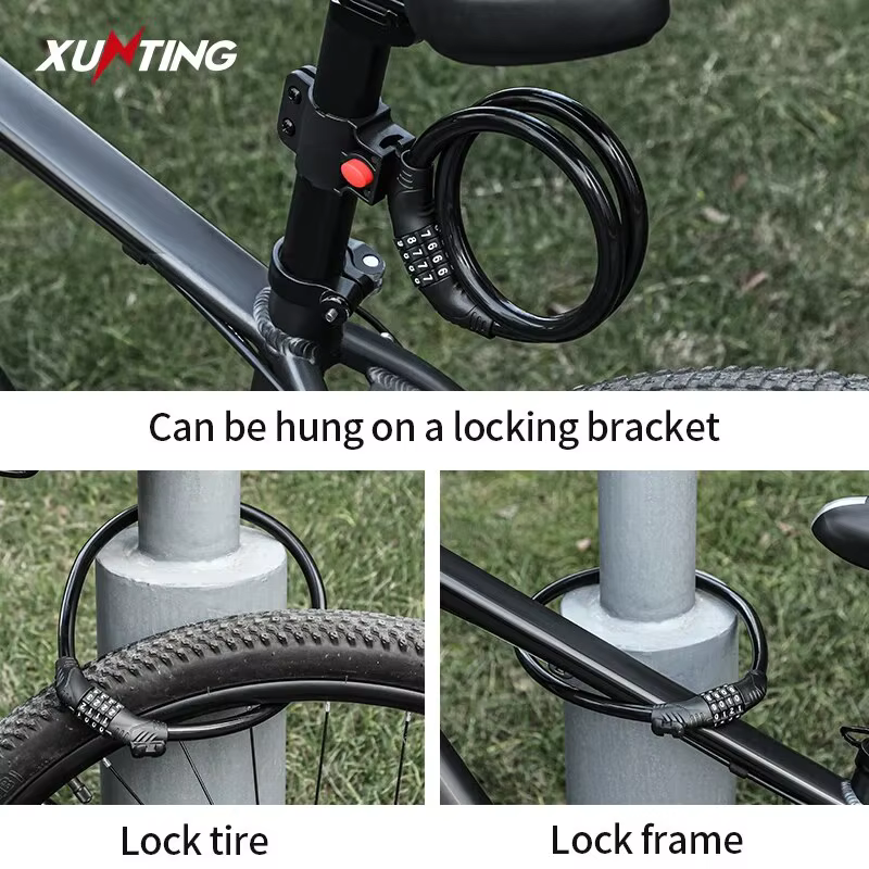 Xunting – câble de verrouillage de vélo 54cm, câble enroulé de 5 pieds, combinaison sécurisée et réi