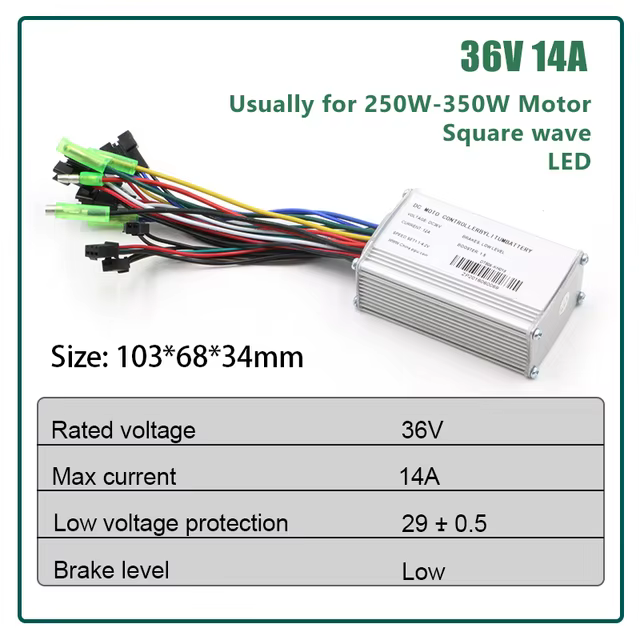 Contrôleur de vélo électrique 36V 48V 14A 20A 25A 40A pour la puissance du moteur 250W 350W 500W 100
