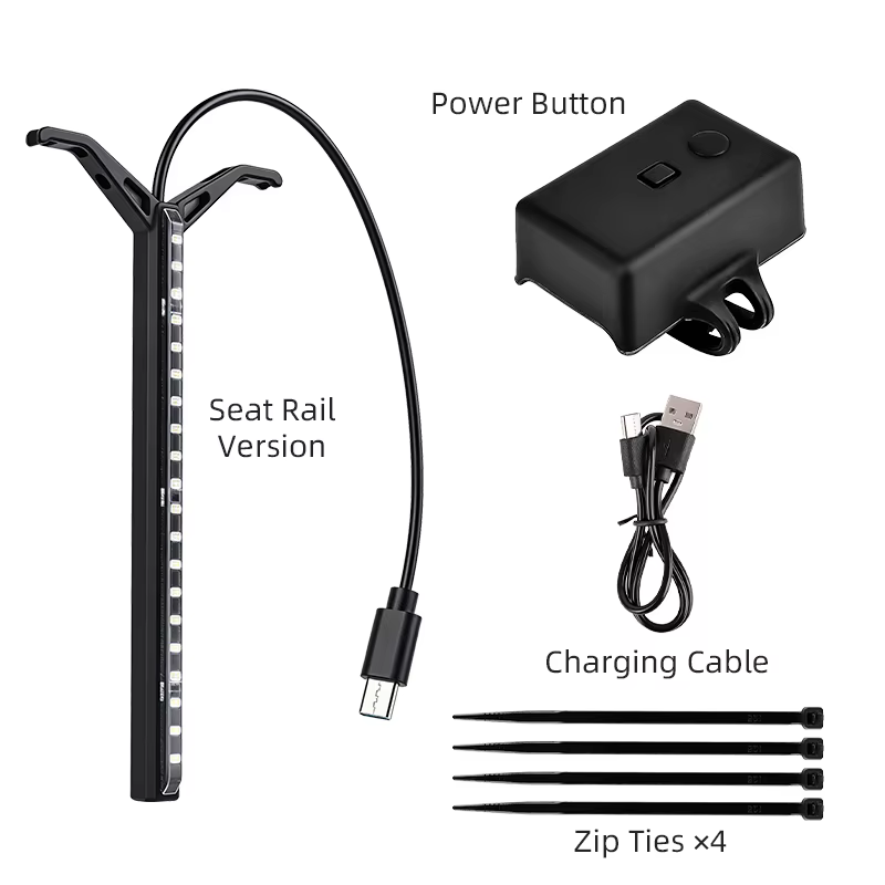 Feu arrière de vélo ESLNF RGB à fixation sur rail de selle, 1200 mAh, rechargeable Type-C, étanche I