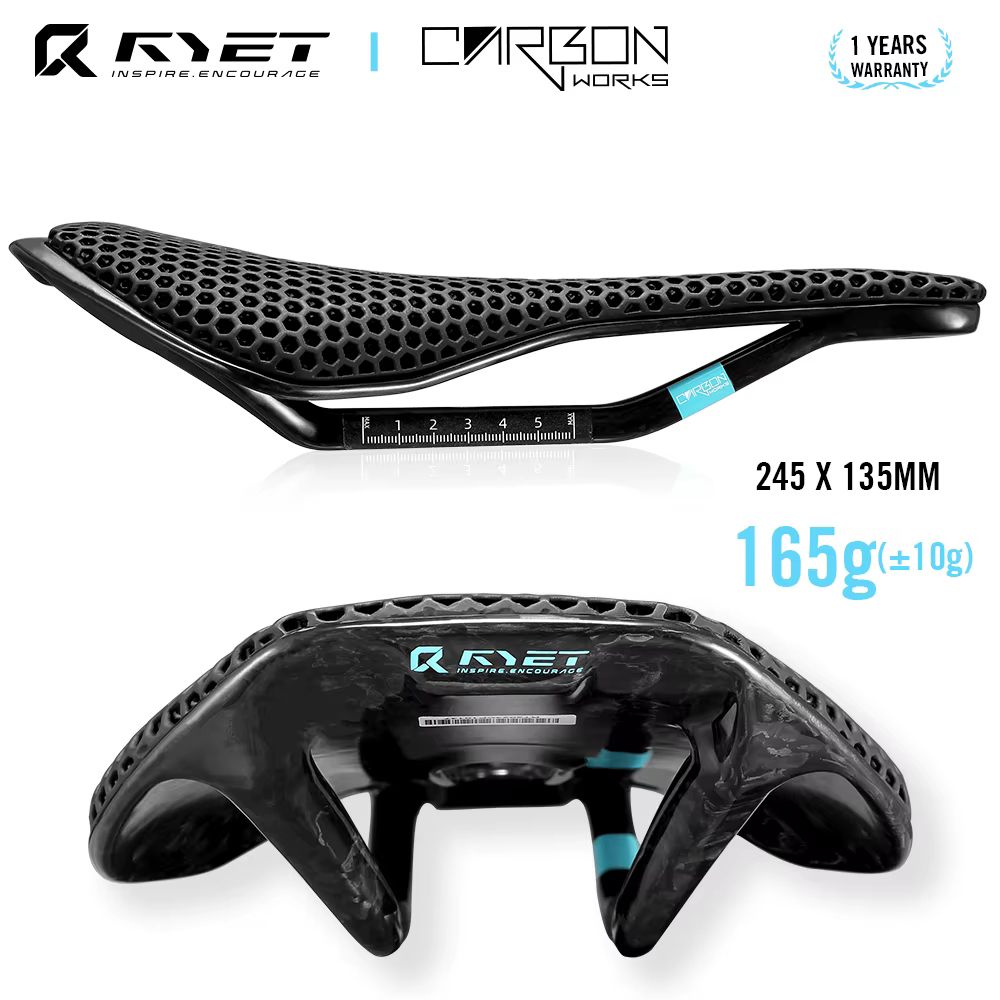 RYET 3D imprimé selle de vélo entièrement en carbone 245mm * 135/145/155mm selle de vélo pour vtt gr