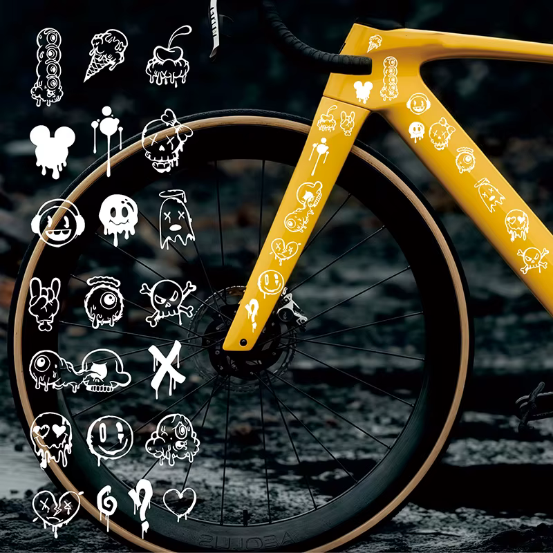 Autocollants de vélo graffiti dessin animé pour tube supérieur de cadre de vélo, autocollants de cyc