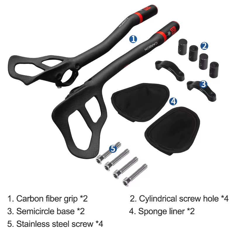 Guidon de vélo de route entièrement en Fiber de carbone, repose-autoroute, guidon Aero Carbon TT, ba
