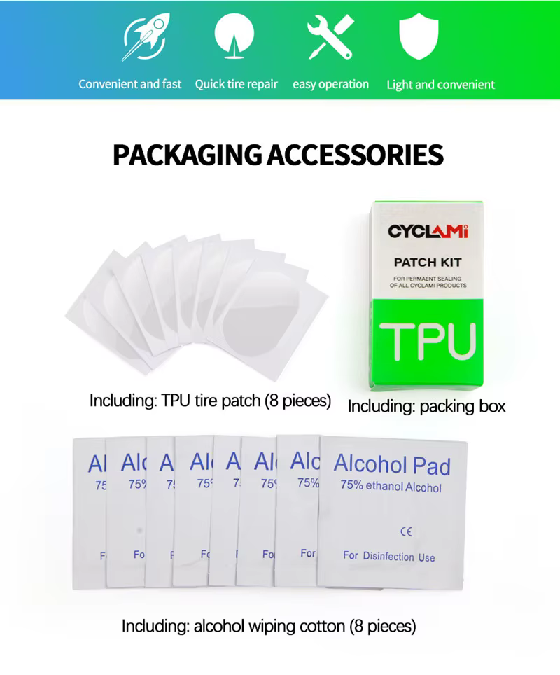 Nouveau Patch de pneu pour Tube en TPU CYCLAMI, Kits de réparation de pneus de vélo, raccords d'entr