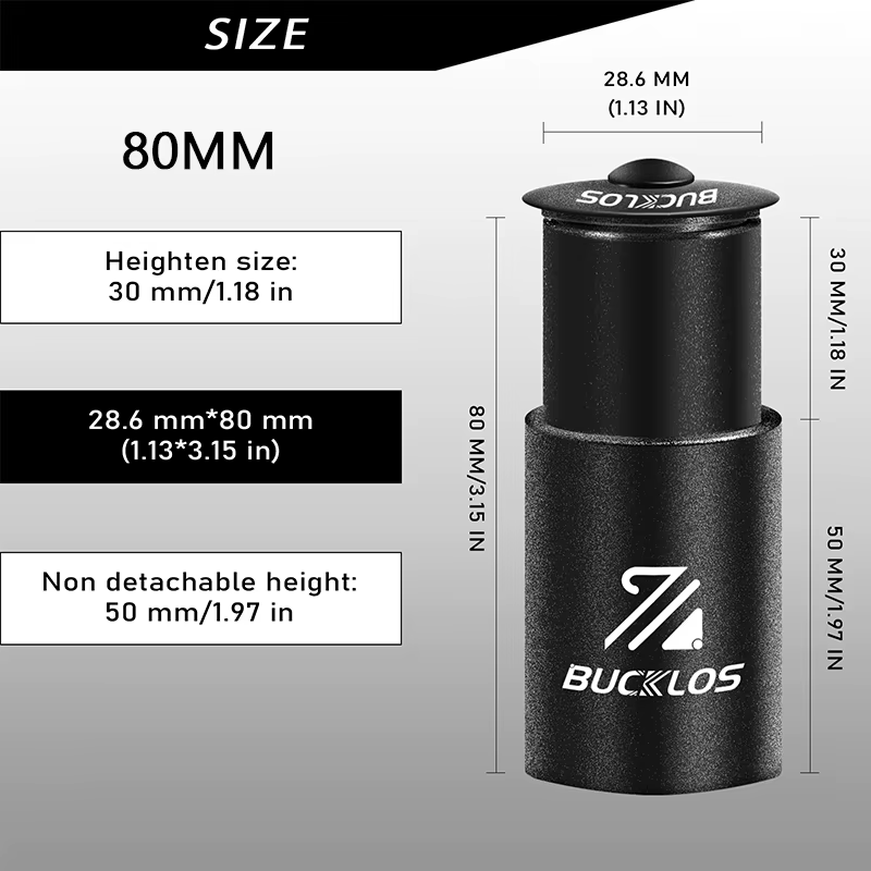 Extension de potence de vélo en alliage d'aluminium BUCKLOS 70/80/100/115/120/180/210MM, extension d