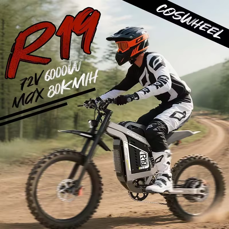 Motos électriques R19, batterie lithium 72V 40AH, VTT électrique adulte 9000W, cyclomoteur électriqu