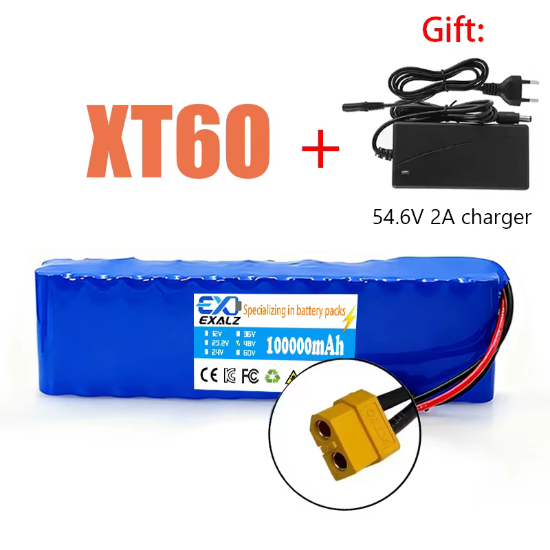 Batterie de Scooter électrique 48V, 13S2P, 100ah, 18650, Pack au Lithium pour vélo électrique, moto,