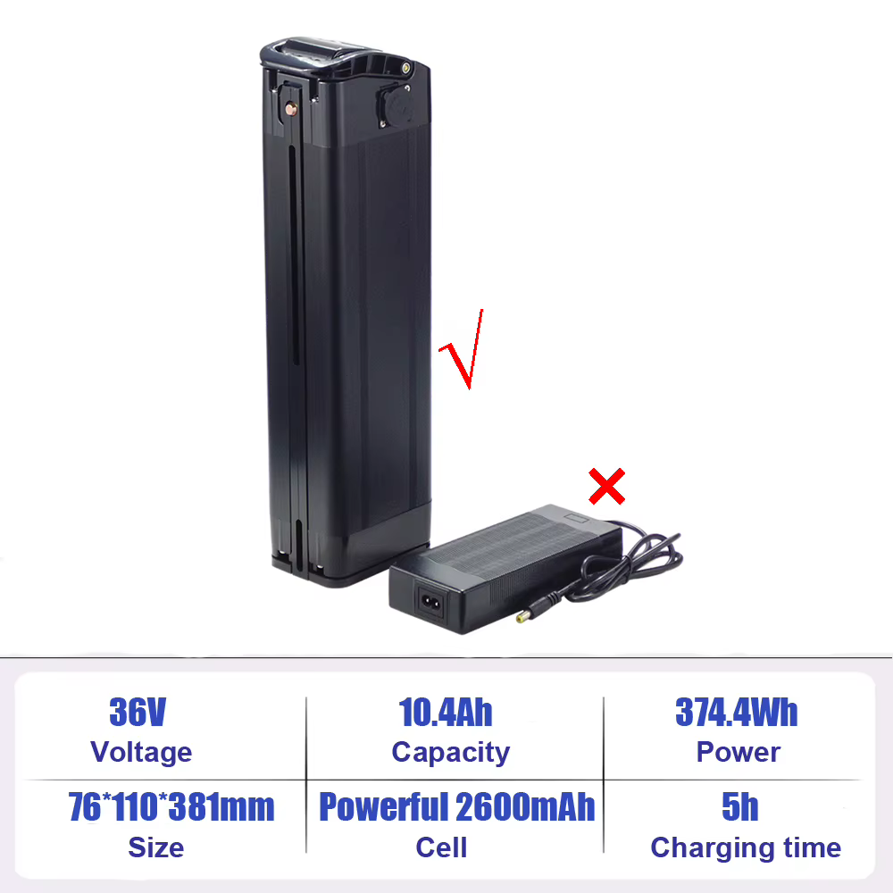 Batterie lithium-ion JETECH JT-EBB10-21 36V 10Ah 10.4Ah pour vélo électrique Moovy