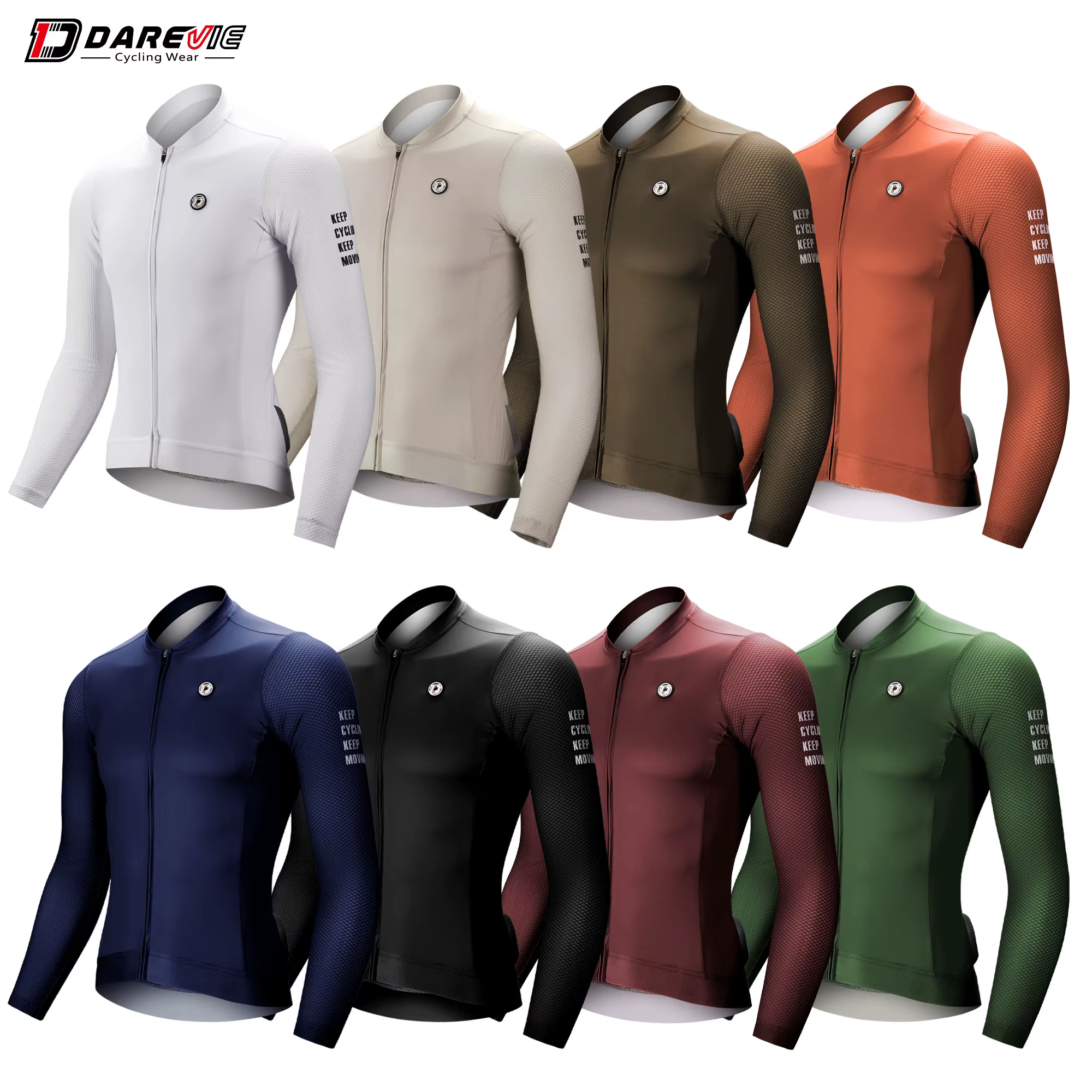 DAREVIE Maillot de cyclisme respirant à manches longues pour hommes et femmes, maille à bulles 3D, p