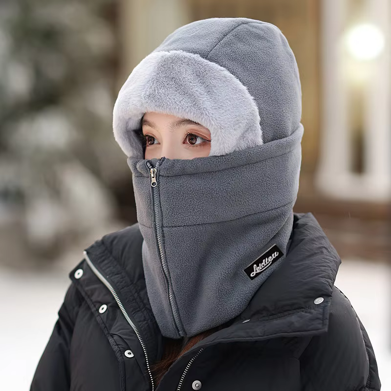 Cache-cou de cyclisme coupe-vent d'hiver avec fermeture éclair, couvre-cou, casquette intégrée, doub