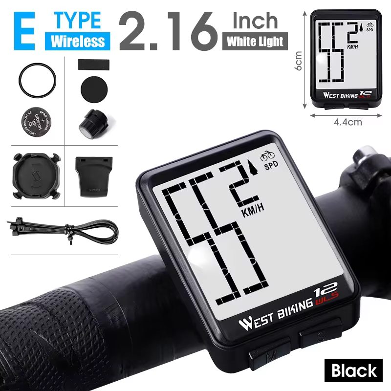 WEST BIKING-Compteur de vélo étanche sans fil à grand écran, chronomètre avec rétro-éclairage, ordin