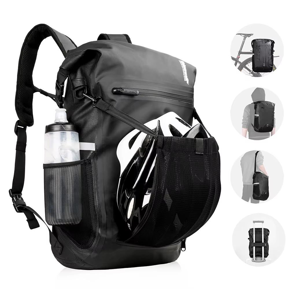 Rhinowalk – sacoche de vélo 22l, entièrement étanche, capacité arrière, support arrière multifonctio
