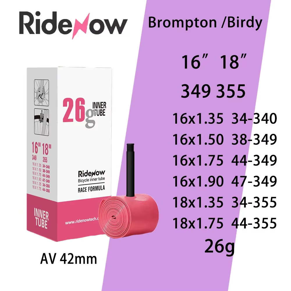 Ridenow Brompton 16 "349 18" 355 chambre à air de vélo pliante intérieure légère pour pneu intérieur