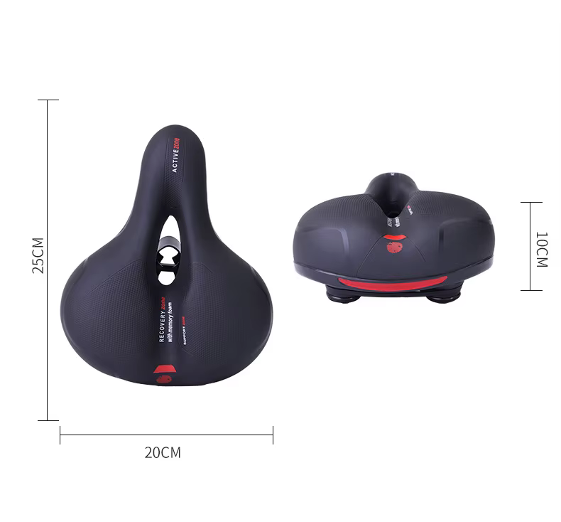 Selle de vélo creuse réfléchissante absorbant les chocs, respirante, imperméable, large siège de vél