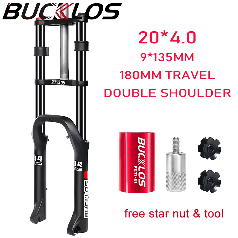 BUCKLOS 20*4.0 fourche de vélo 20 pouces fourche de Suspension de vélo 4.0 pneu fourche de vélo élec