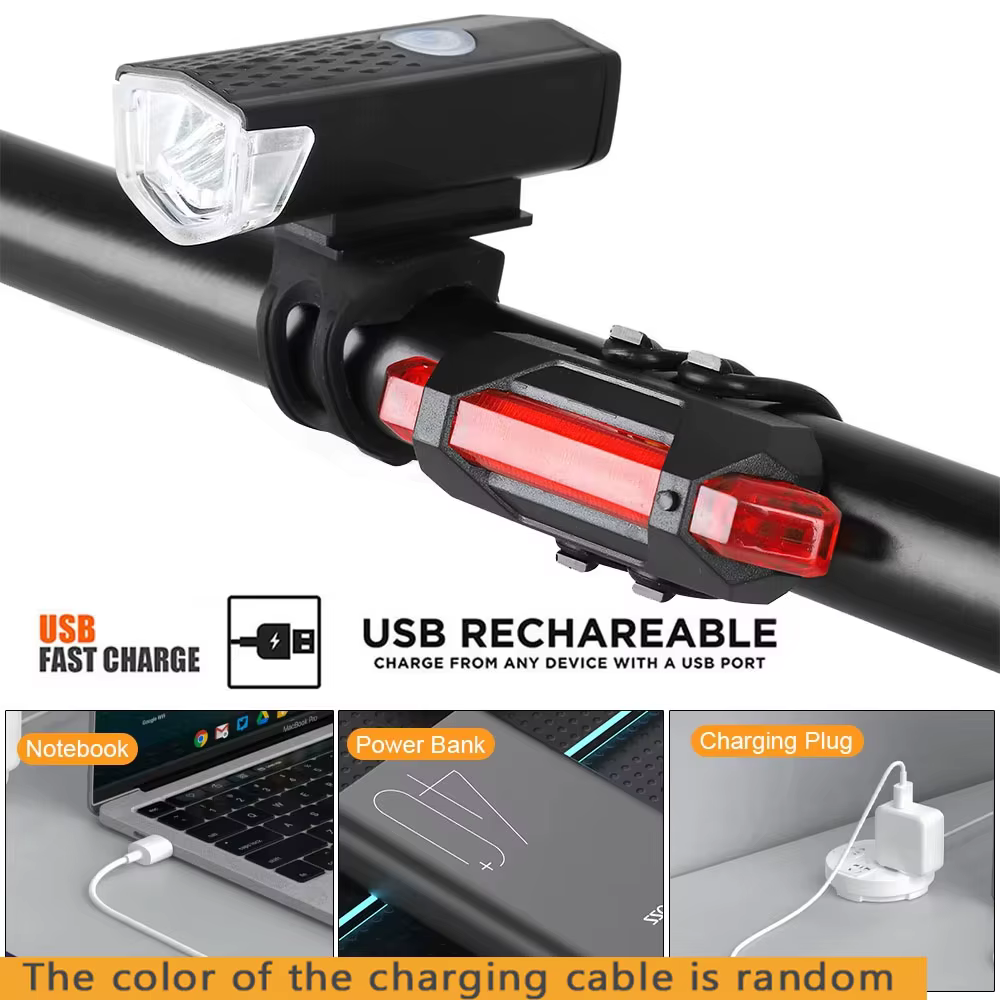 Feu avant de vélo Rechargeable USB, feu arrière rouge, facile à installer, 3 Modes, accessoires de v