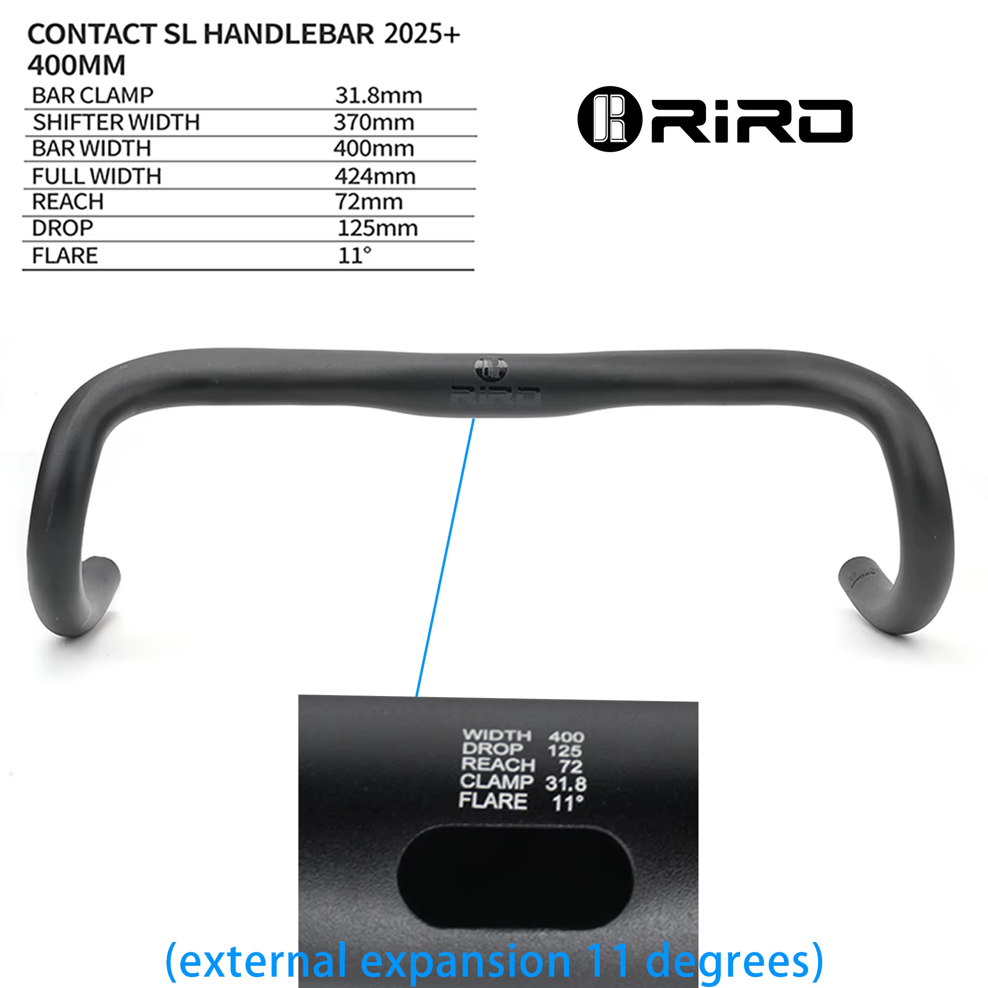 Guidon de vélo de route RIRO entièrement câblé à l'intérieur, 400 mm, 420 mm, 440 mm, guidon de vélo