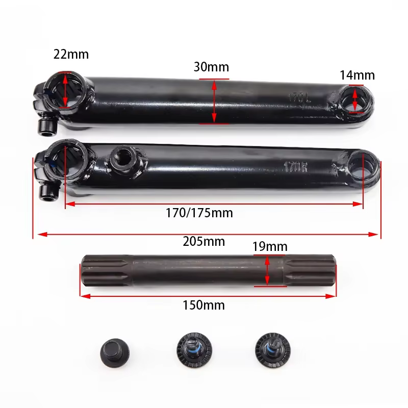 Pédalier BMX 8T * 19mm * 170/175mm pédalier de vélo BMX manivelle CRMO 8 éclats 3 pièces vélos frees