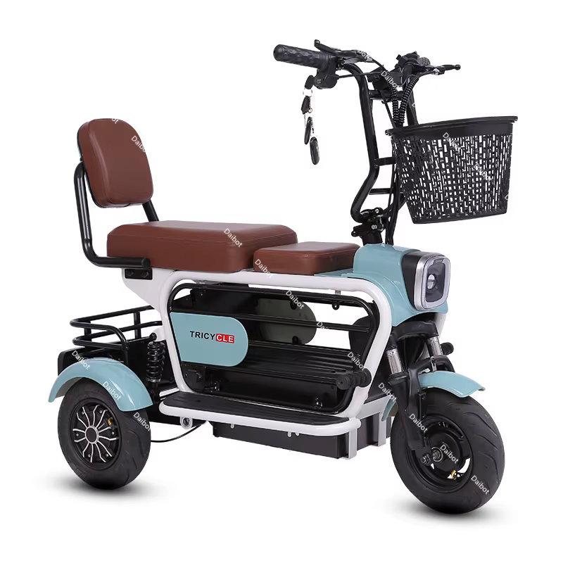 Tricycle Électrique Pliable à 3 Roues pour Adulte, 2 Places, avec Passagers, Scooter Électrique de 4