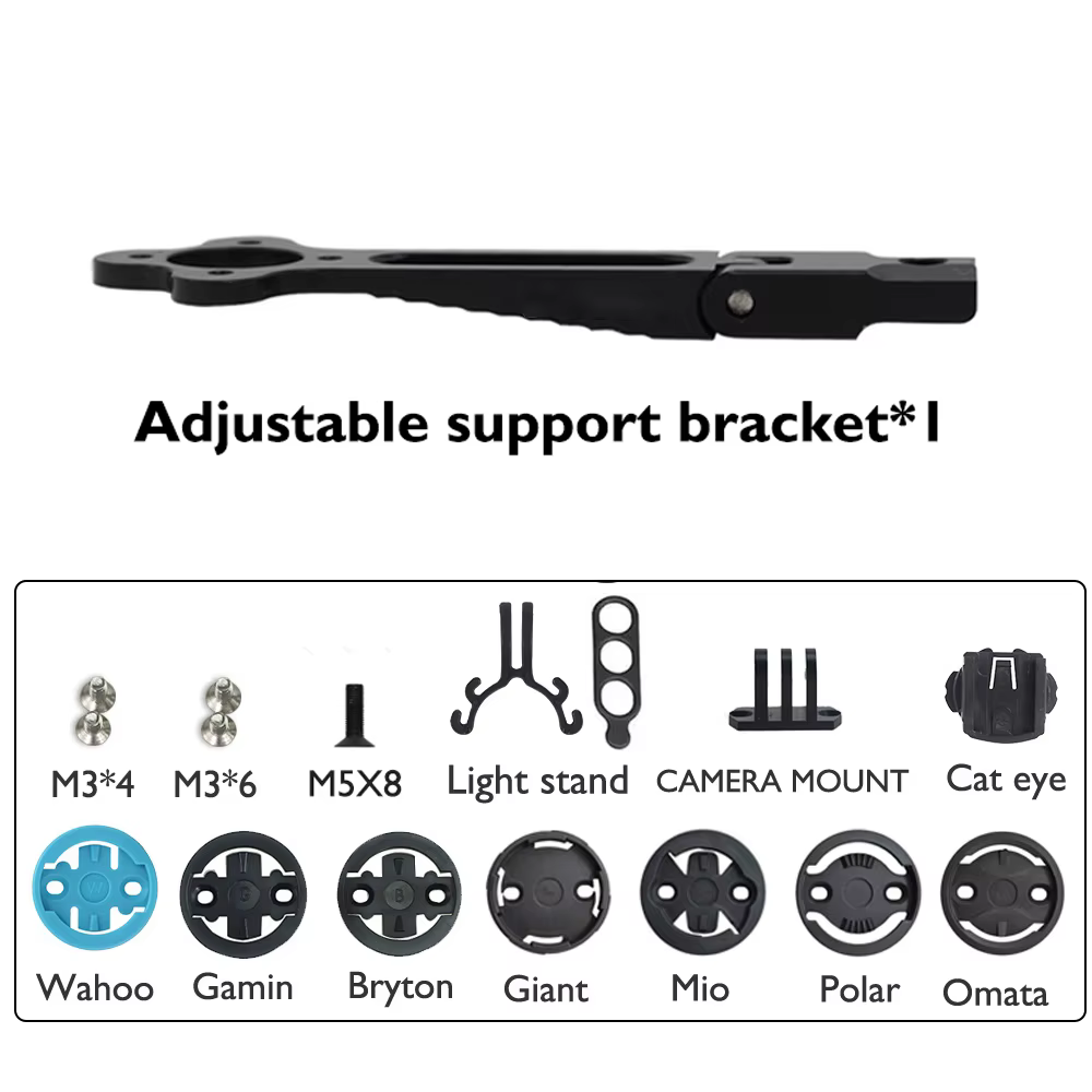 Tige de vélo de route Aero en carbone -17 ° à -7 ° Support d'ordinateur GPS réglable de 31,8 mm,
