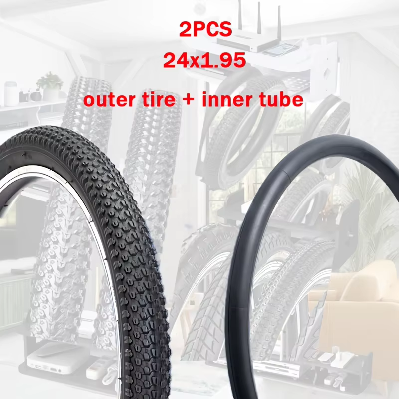 Pneu de vélo de montagne 24 26 pouces + 1 chambre à air, pneus VTT 24x1.95 26x1.95, pneus extérieurs