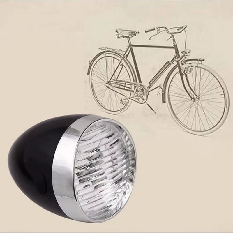 Phare de vélo rétro, coque en plastique ABS, lumière de vélo classique LED, lampe avant de conduite