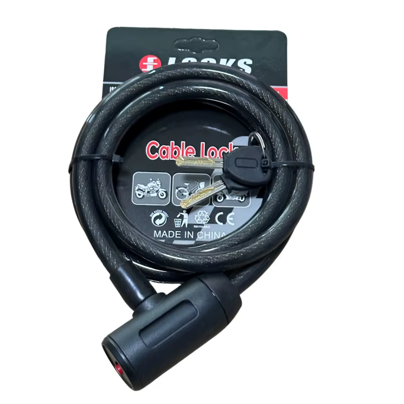 Cadenas antivol enroulé noir 1,5 m pour vélo et trottinette, résistant aux intempéries, avec clés sé