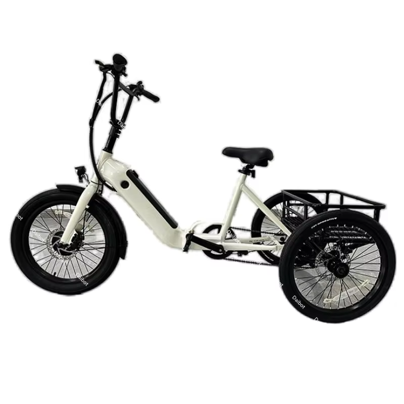 Tricycle électrique de cargaison léger 3 roues pour personnes âgées gros vélo pliable 7 vitesses pui