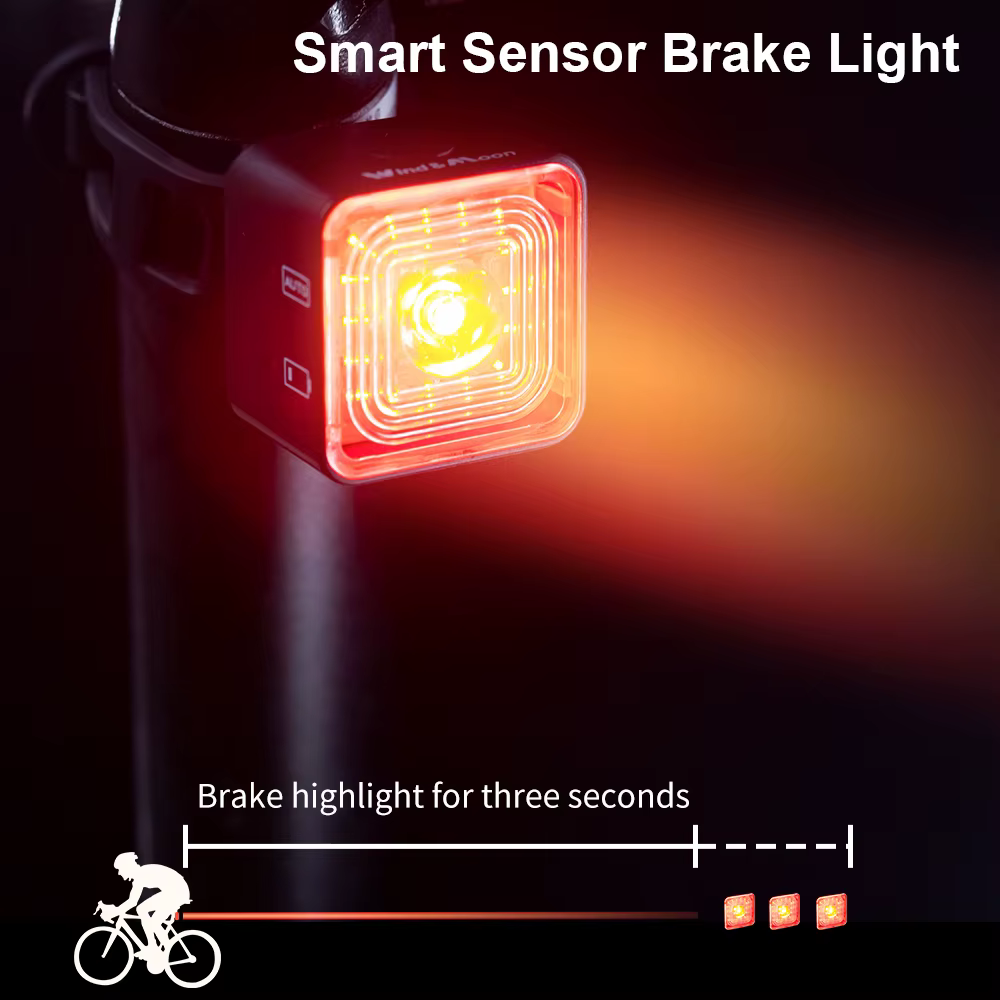 Feu arrière de vélo intelligent feu arrière démarrage automatique arrêt frein IPX6 étanche USB Charg