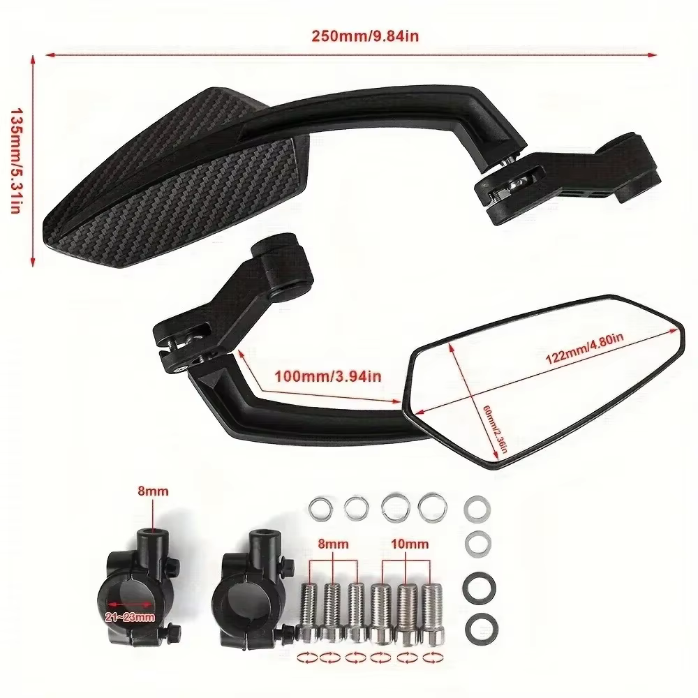 Rétroviseurs universels pour guidon de vélo 360 ° Verre de sécurité grand angle rotatif pour vélos